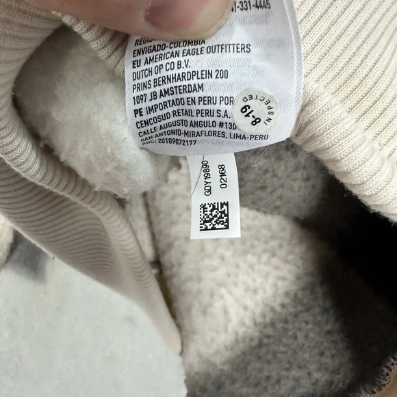 American Sweatshirt Women Small Black White Plaid Sherpa Fleece Hoodie Oversized - Picture 7 of 7